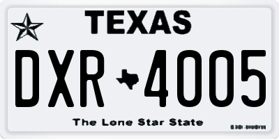 TX license plate DXR4005