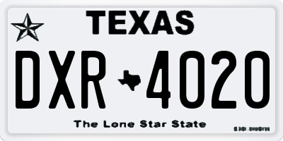 TX license plate DXR4020