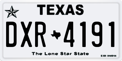 TX license plate DXR4191