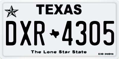 TX license plate DXR4305