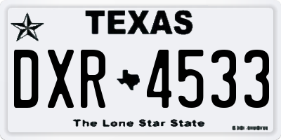 TX license plate DXR4533