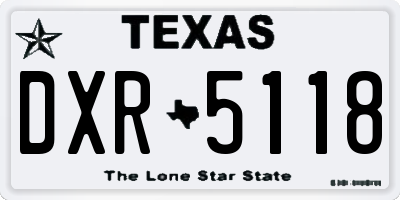 TX license plate DXR5118