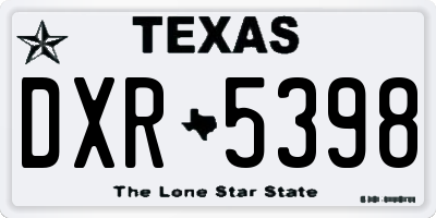 TX license plate DXR5398
