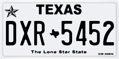 TX license plate DXR5452