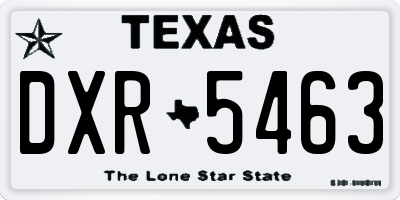 TX license plate DXR5463