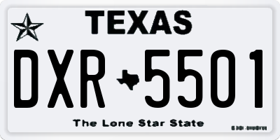 TX license plate DXR5501