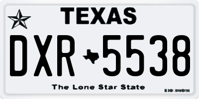 TX license plate DXR5538