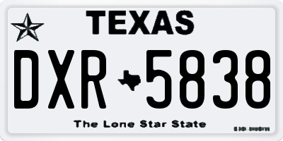 TX license plate DXR5838