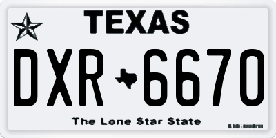 TX license plate DXR6670