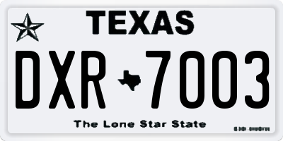TX license plate DXR7003