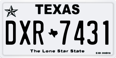 TX license plate DXR7431
