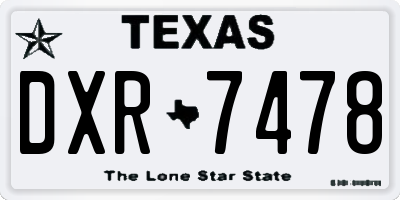 TX license plate DXR7478