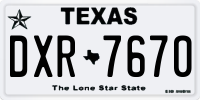 TX license plate DXR7670
