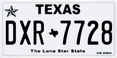 TX license plate DXR7728