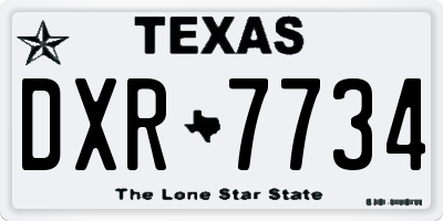 TX license plate DXR7734