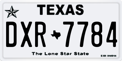 TX license plate DXR7784