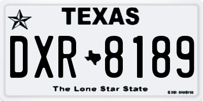 TX license plate DXR8189