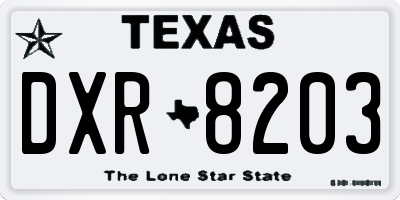 TX license plate DXR8203