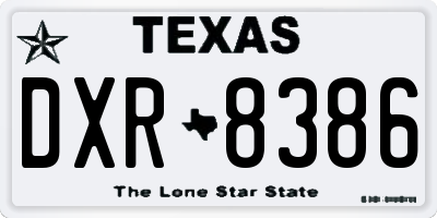TX license plate DXR8386