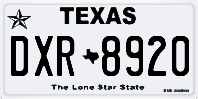TX license plate DXR8920