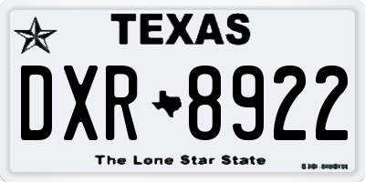 TX license plate DXR8922