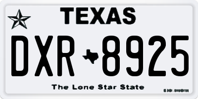TX license plate DXR8925