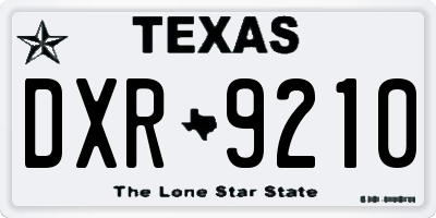 TX license plate DXR9210