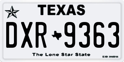 TX license plate DXR9363