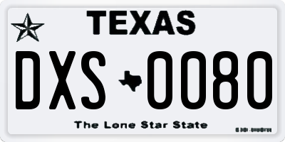 TX license plate DXS0080