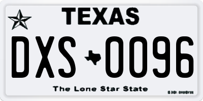 TX license plate DXS0096