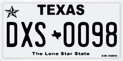 TX license plate DXS0098
