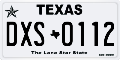 TX license plate DXS0112