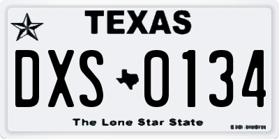 TX license plate DXS0134