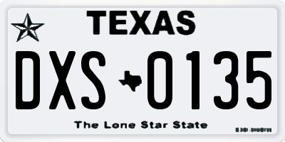 TX license plate DXS0135
