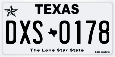 TX license plate DXS0178