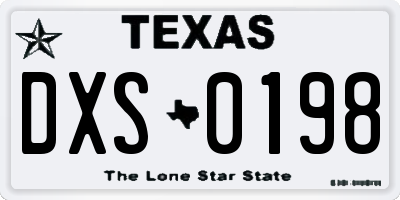 TX license plate DXS0198