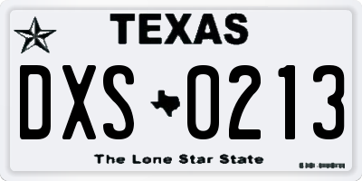 TX license plate DXS0213