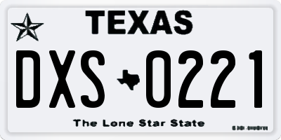 TX license plate DXS0221