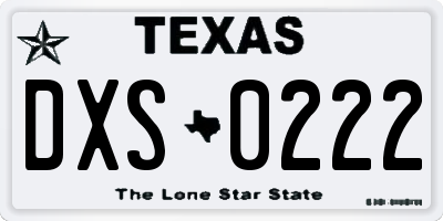 TX license plate DXS0222