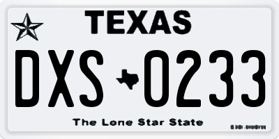 TX license plate DXS0233