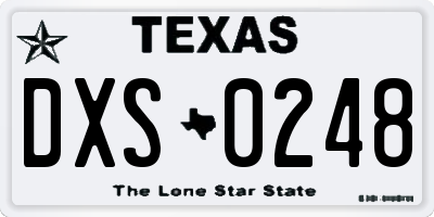 TX license plate DXS0248