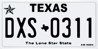 TX license plate DXS0311