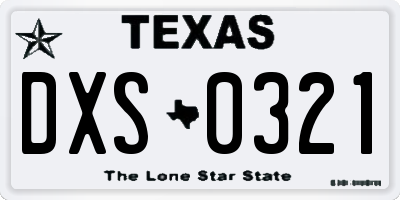 TX license plate DXS0321