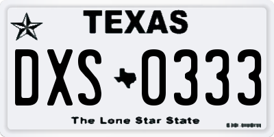TX license plate DXS0333