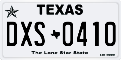 TX license plate DXS0410