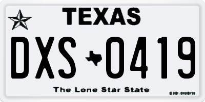 TX license plate DXS0419