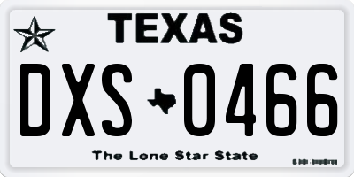 TX license plate DXS0466