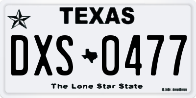 TX license plate DXS0477