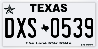 TX license plate DXS0539