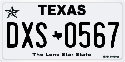 TX license plate DXS0567